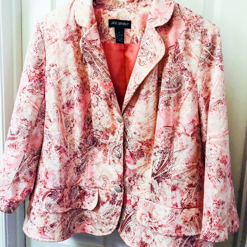 Lane Bryant Coral Paisley Blazer